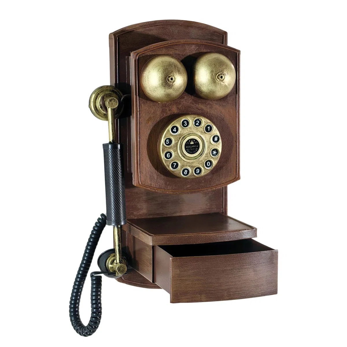 Retro Klassisches Wandtelefon mit Schnur, antikes Festnetztelefon mit Aufbewahrungsbox, modernes Homeoffice