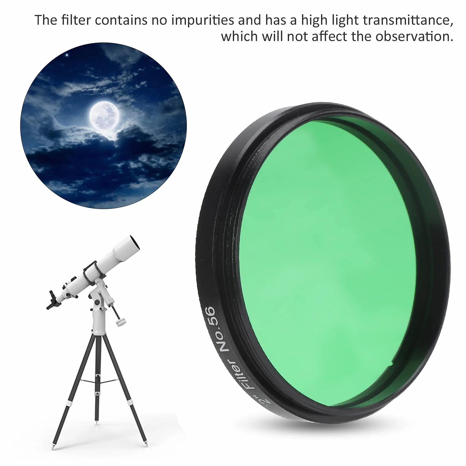 Eujgoov-Teleskopfilter 2-Zoll-Astronomischer Teleskopfilter zur Verbesserung des Bildkontrasts reduziert die Lichtverschmutzung