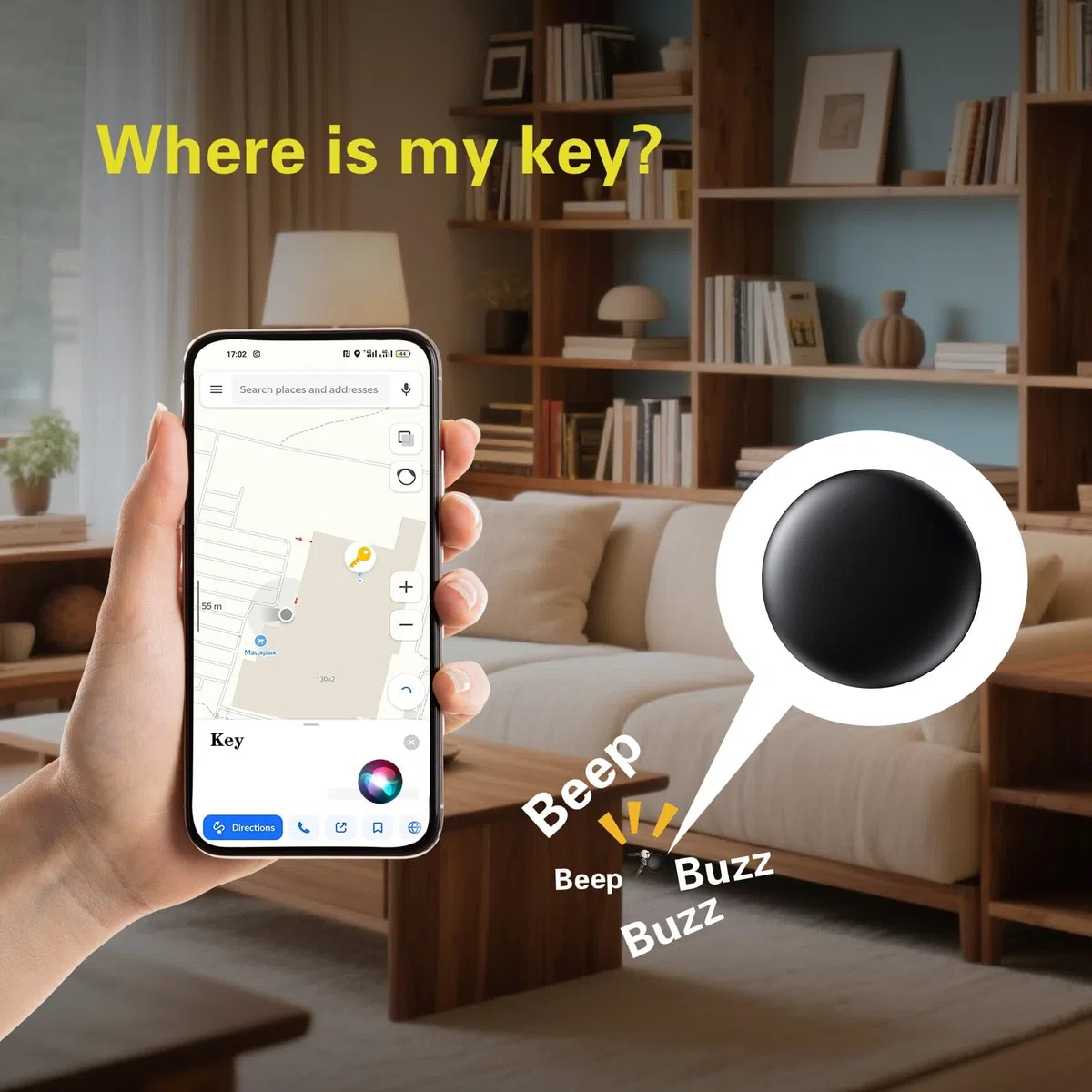 GPS Tracker Auto Ohne ABO (iOS), Keine SIM-Karte erforderlich, Versteckter Magnetischer Mini GPS Tracker für Kinder und Haustiere, Ohne Monatliche Kosten, Kompatibel mit der Apple Find My (1 Schwarz)