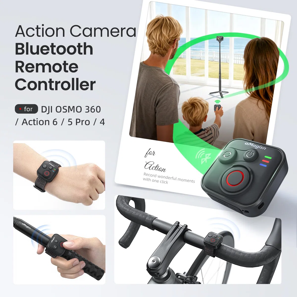 Treeboy Bluetooth Remote Control for DJI OSMO 360/Action 6/5 Pro/4 Cameras and iOS Android Phones