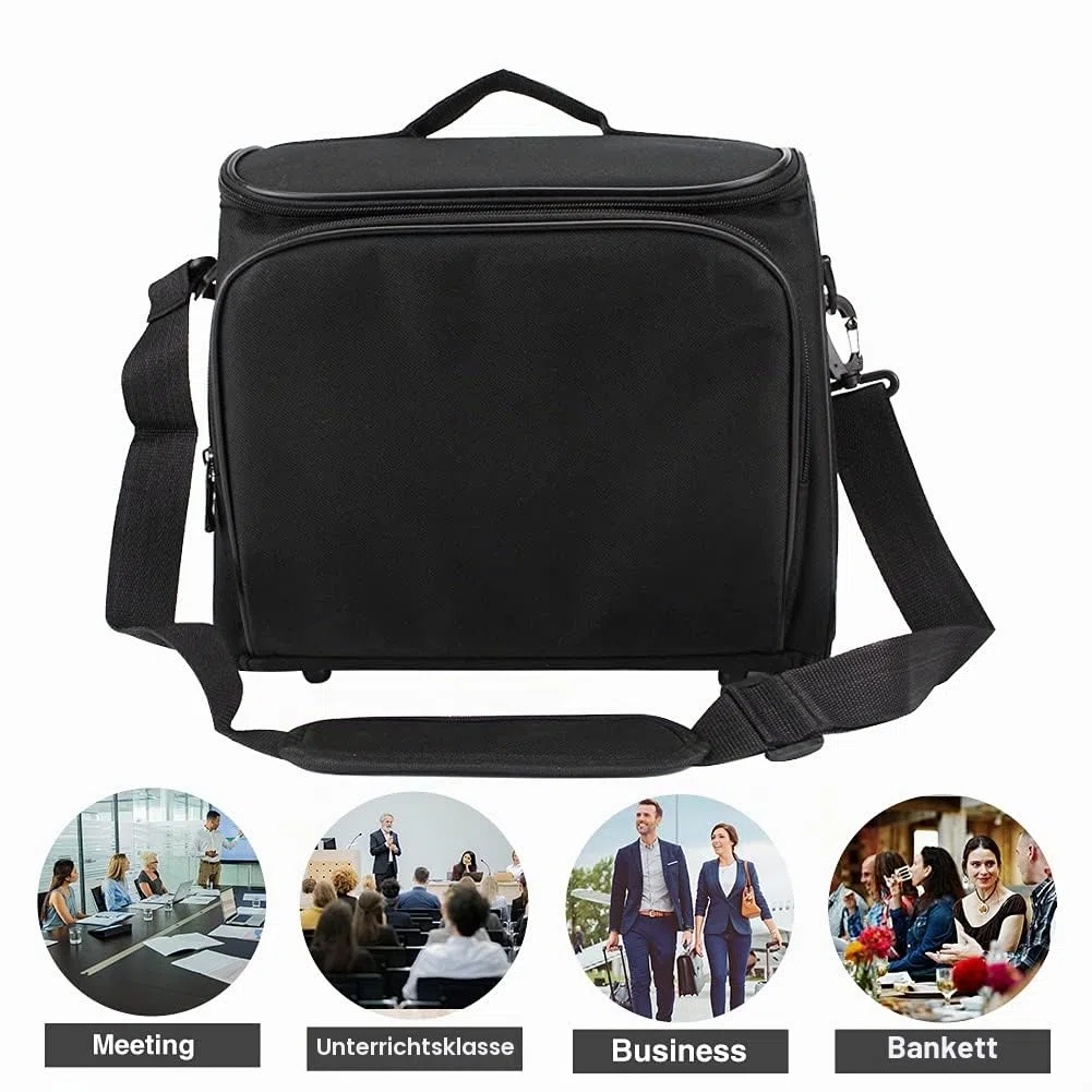 Faderr Video-Projektor-Tasche, Schutzhülle und Schützende Tragetasche für Videoprojektoren, Stoßfest, Reißverschluss, rutschfeste Tasche mit Schultergurt (S)