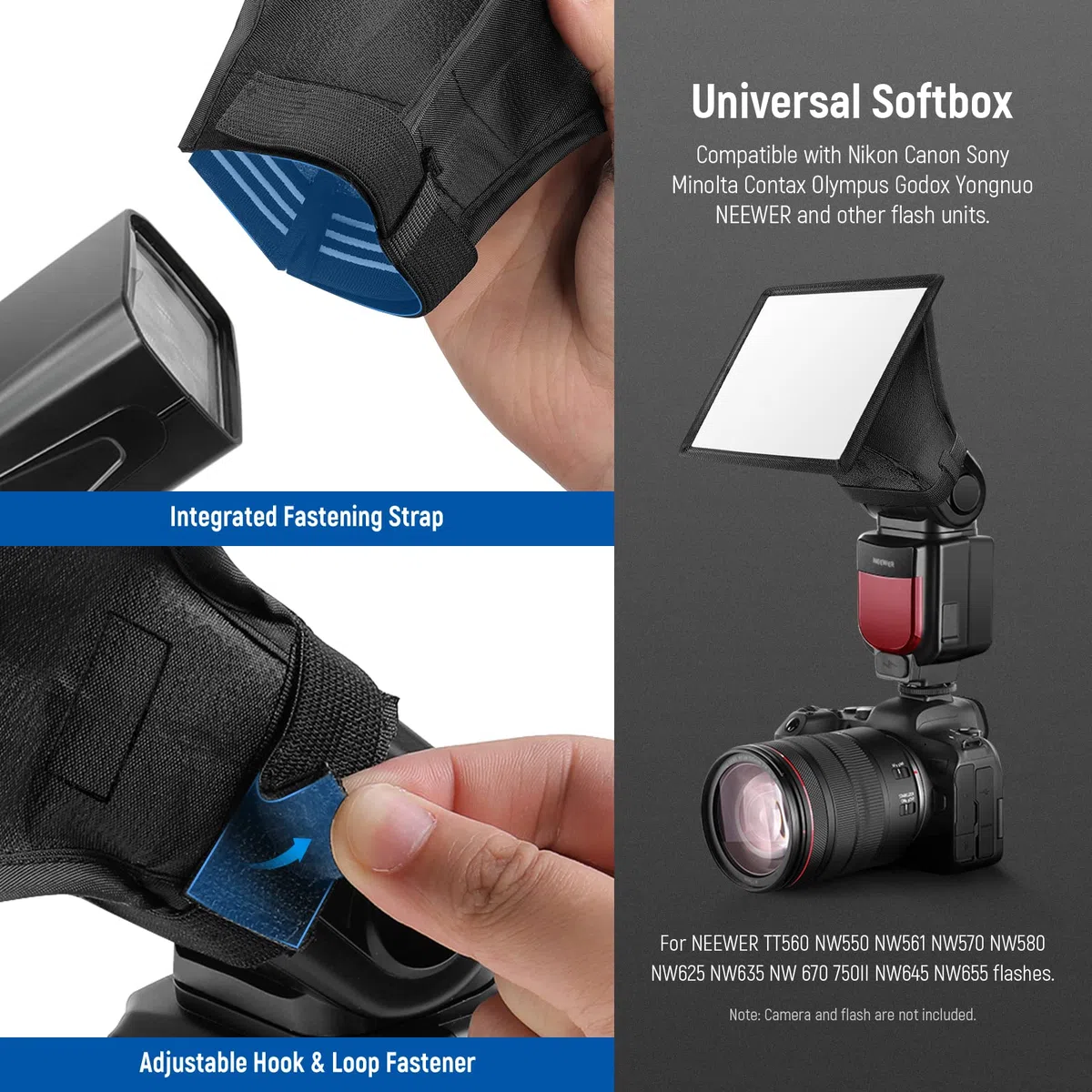 NEEWER Blitzdiffusor Licht Softbox 5" x 4", Universal, zusammenklappbar mit Aufbewahrungstasche Kompatibel mit Canon Nikon Sony Godox Yongnuo NEEWER Speedlight
