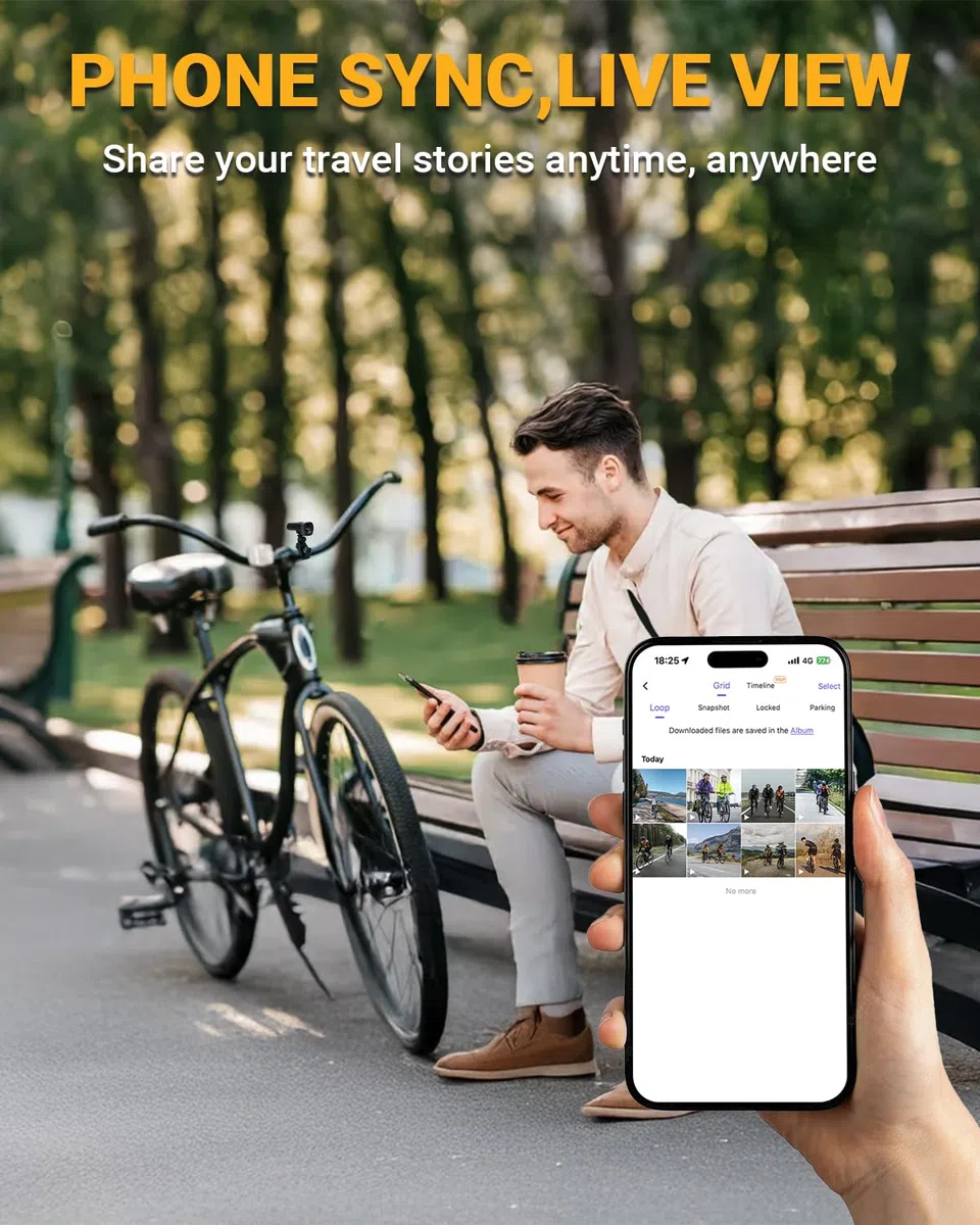 1080P HD Fahrrad Kamera Mit Halterung Dashcam Fahrrad Wasserdicht Motorrad Camera Dashcam WLAN,Einstellbarer Winkel,2600 mAh Akku,140° Weitwinkelobjektiv,64 GB TF-Karte
