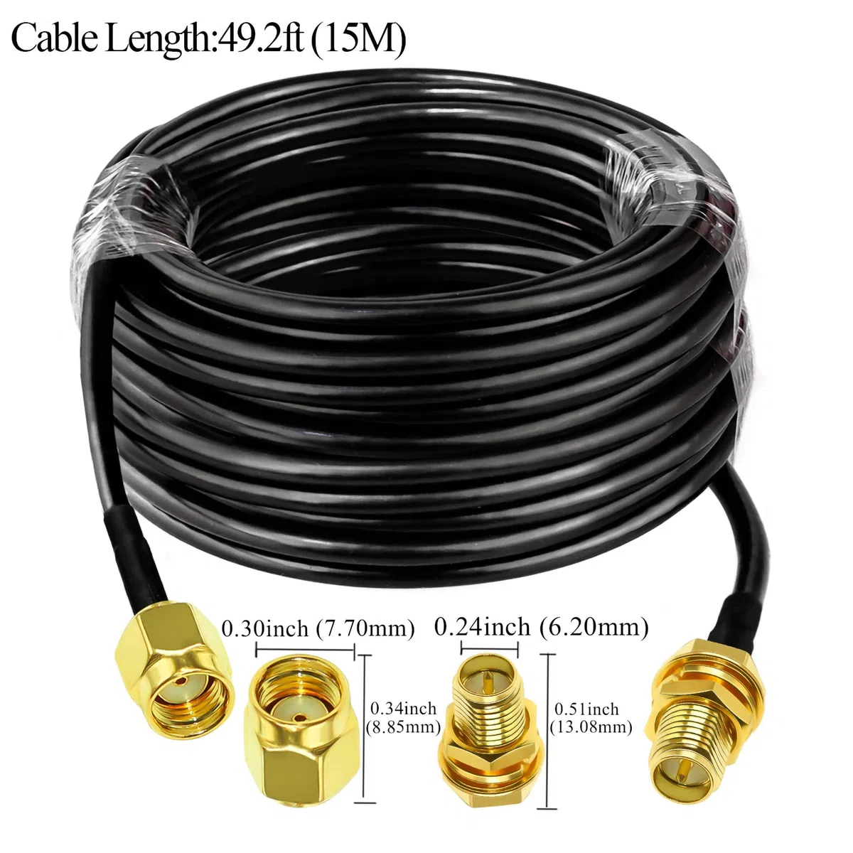 TUOLNK RP SMA Kabel RG58 49.2Ft (15M) RP SMA Buchse auf Stecker Verlängerungskabel 50 Ohm für RF Radio WiFi Antenne GPS Low Lost Antenne Koaxkabel