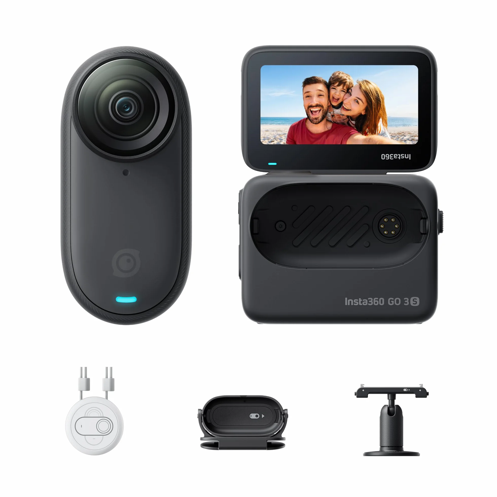 Insta360 GO 3S 128 GB 4K Mini Vlog Kamera, Stabilisierung, 140 min Akku, 10 m wasserdicht, KI-Bearbeitung, Apple Find My