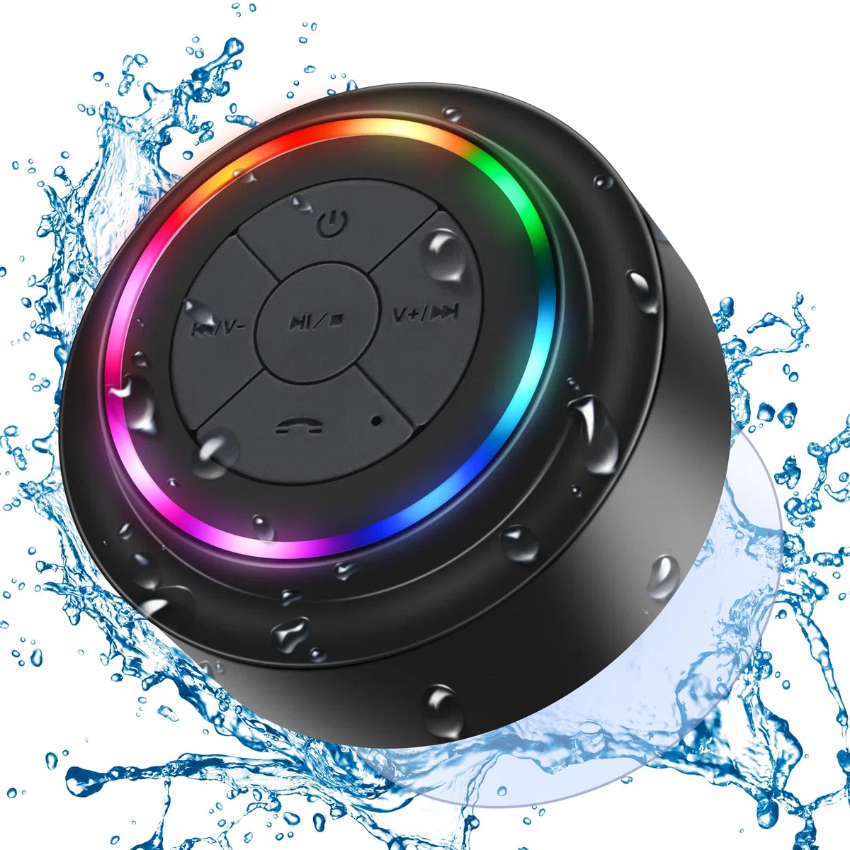 HAISSKY Dusche Bluetooth Lautsprecher,Bluetooth Lautsprecher Wasserdicht Tragbarer kabelloser Outdoor Mit Saugnapf,RGB Lichter, Shower Speaker für iPhone Tablet Strand Camping Geschenke