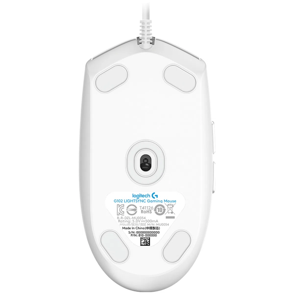 Logitech Gaming Mouse G102 LIGHTSYNC Maus für Rechtshänder, Optisch, 6 Tasten, kabelgebunden, USB, Weiß