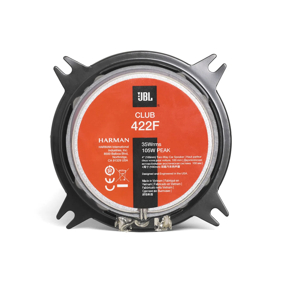 JBL Club 422F 2-Wege Autolautsprecher Set von Harman Kardon - 105 Watt KFZ Auto Lautsprecher Boxen 10 cm | 100 mm | 4 Zoll, Black