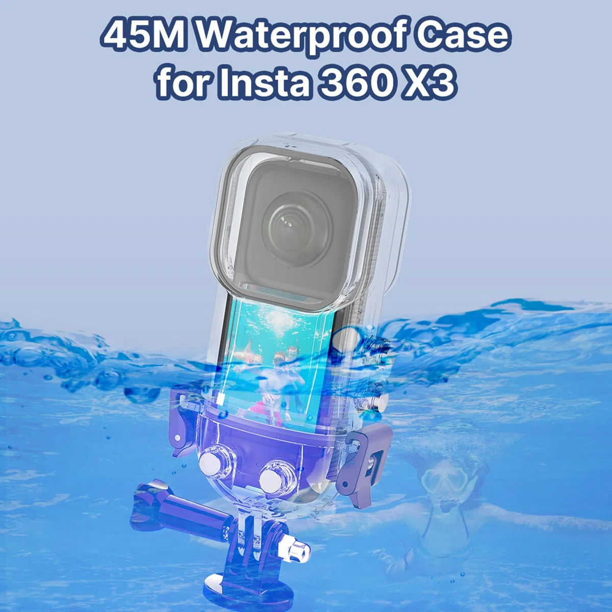 VBESTLIFE Wasserdichtes Action-Kamera-Gehäuse für X3, Wasserdichtes Gehäuse für One X3 Action-Kamera, Unterwasser-Tauchschutzgehäuse 45 M mit Halterungszubehör
