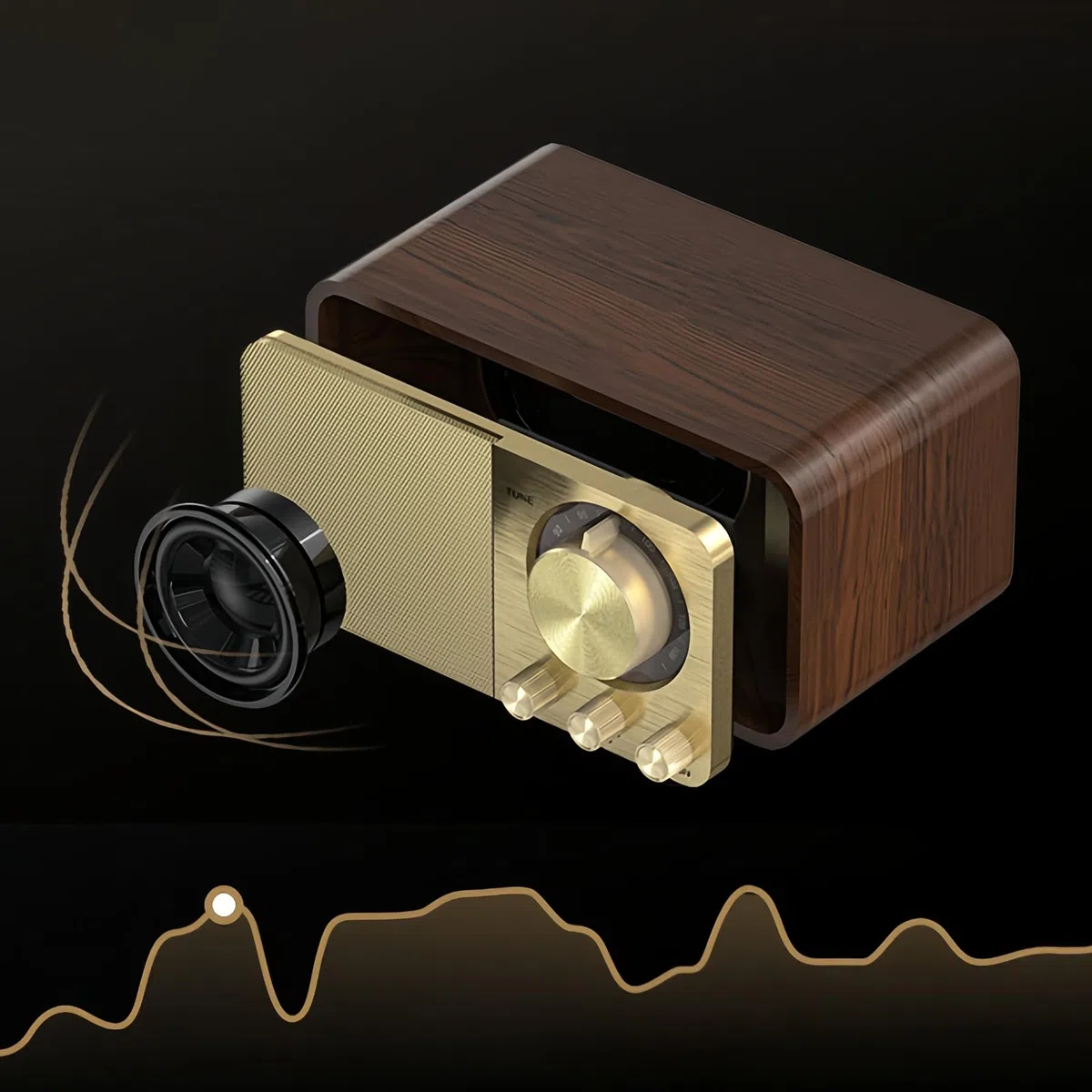 Retro Radio mit Bluetooth, Nostalgie Radio Klein, 5 Watt Lautsprecher, Vintage Kofferradio mit AUX/USB, TF Karten Slot, für Küche, Schlafzimmer, Büro