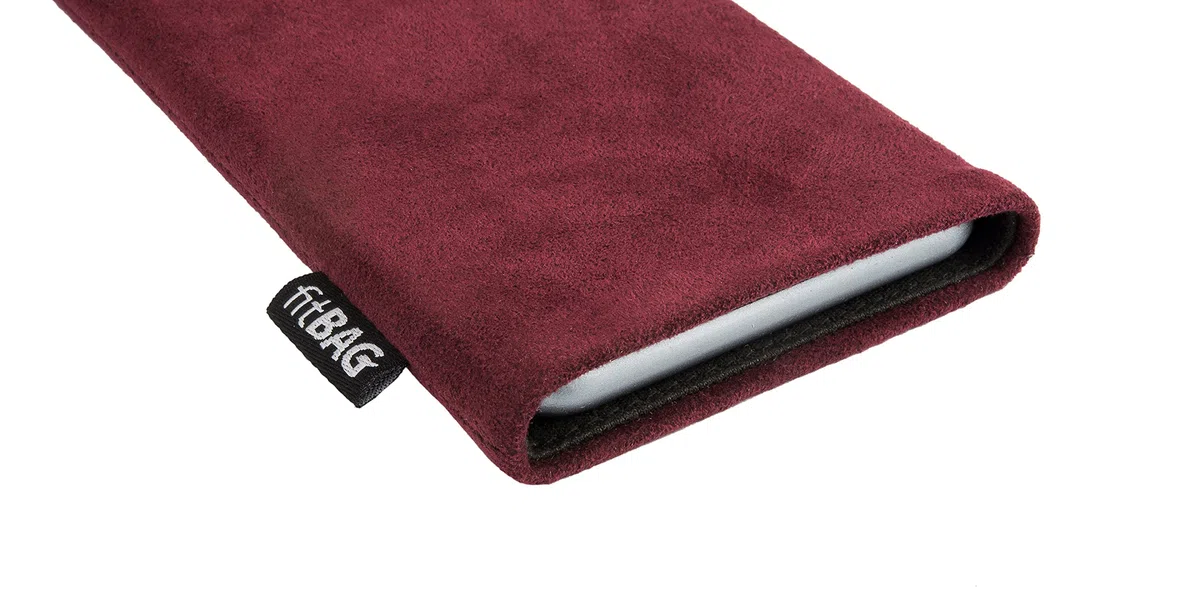 fitBAG Classic Weinrot Handytasche für Apple iPhone Air / 17 Air Tasche aus original Alcantara mit Microfaserinnenfutter | Hülle mit Reinigungsfunktion | Made in Germany