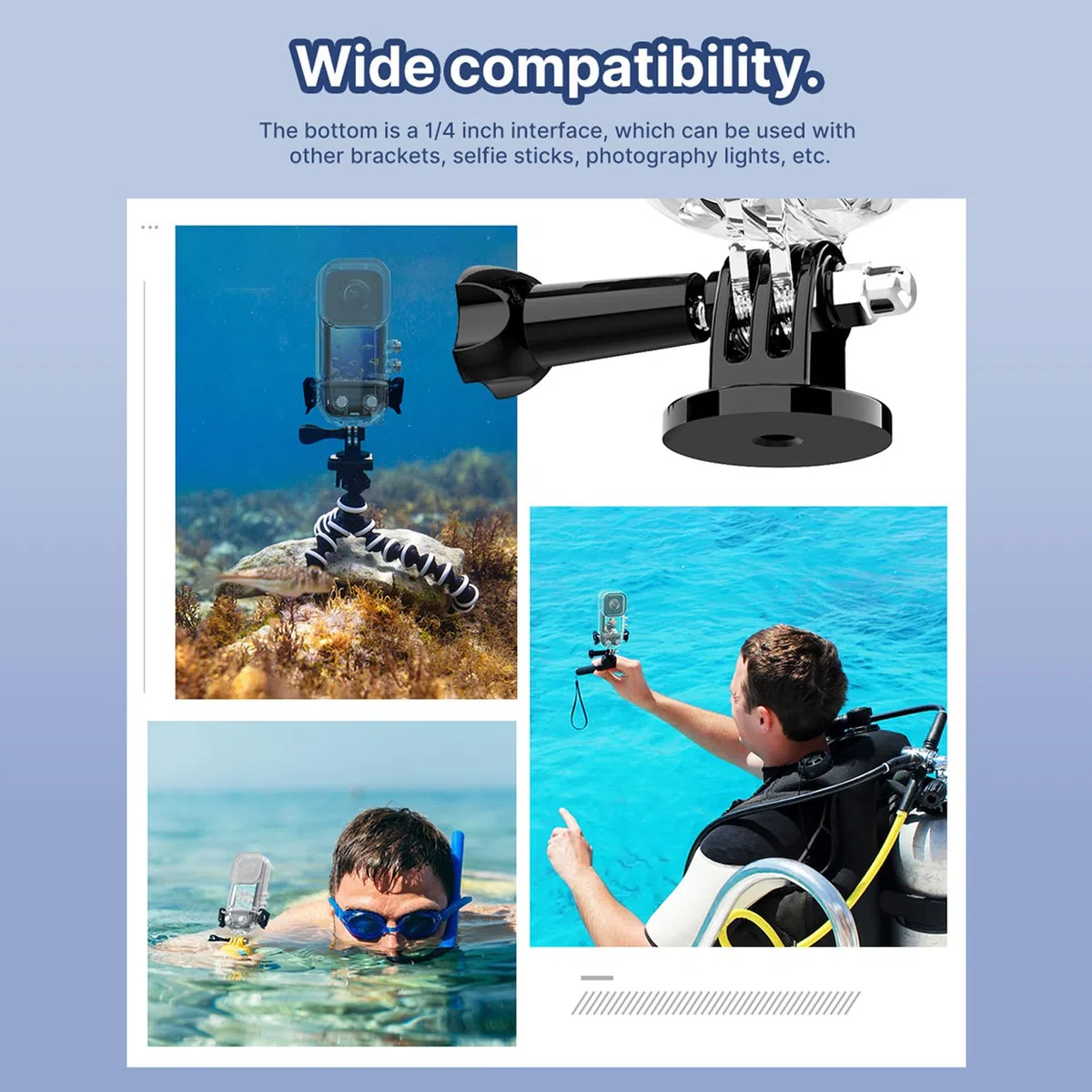 VBESTLIFE Wasserdichtes Action-Kamera-Gehäuse für X3, Wasserdichtes Gehäuse für One X3 Action-Kamera, Unterwasser-Tauchschutzgehäuse 45 M mit Halterungszubehör