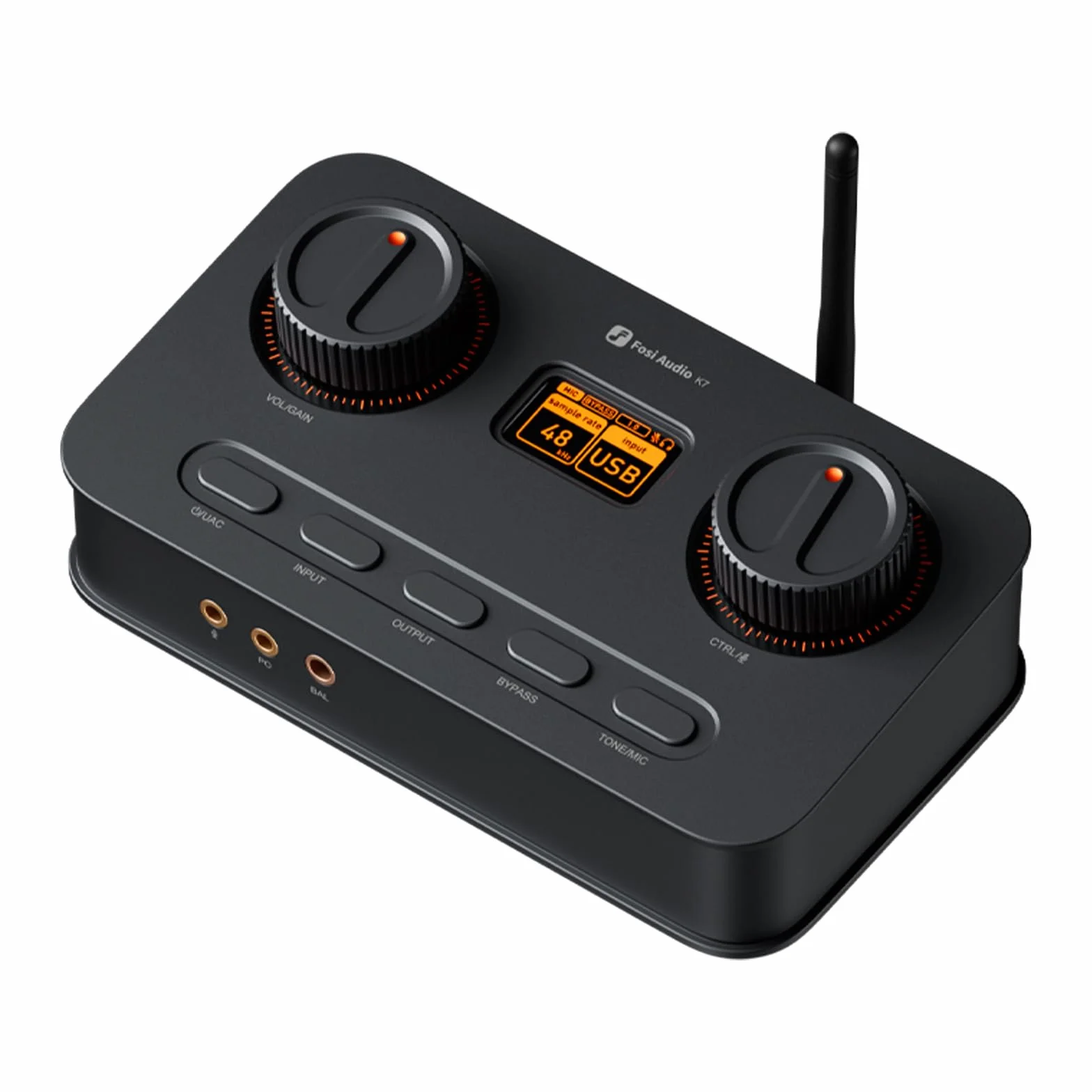 Fosi Audio K7 DAC Kopfhörerverstärker, USB-C-Digital-Analog-Audio-Konverter für Gaming-PC PS5, optischer/koaxialer/Bluetooth aptX HD LL-/Mikrofoneingang, 3,5 mm/4,4 mm symmetrischer/RCA-Ausgang
