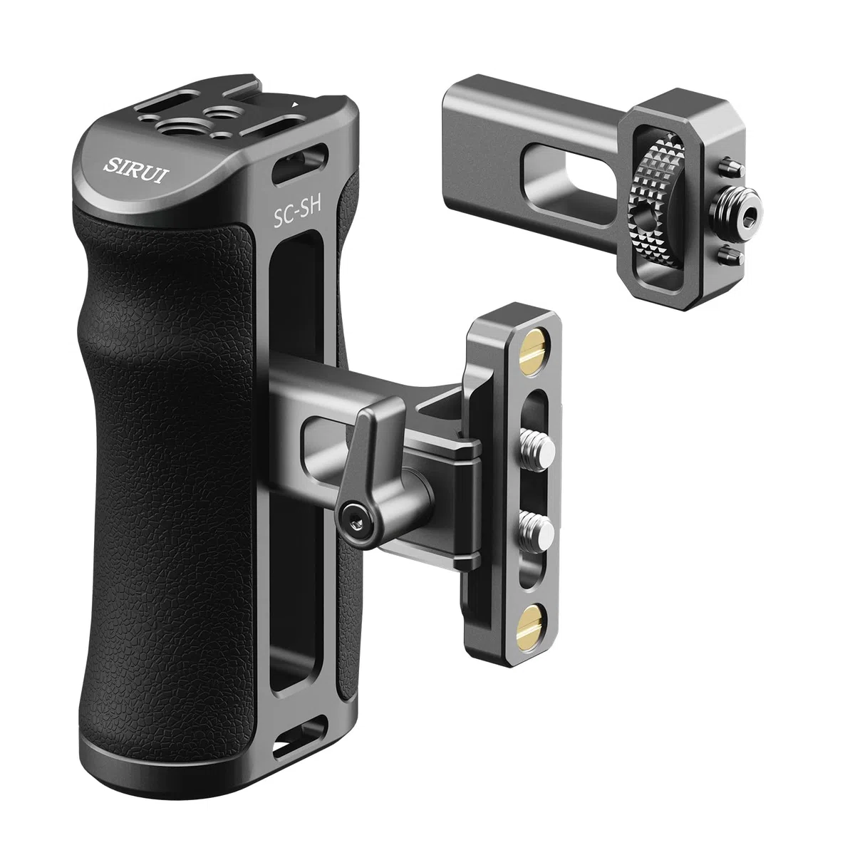 SIRUI Seitenhandgriff, Side Handle für Kamerakäfig, Zwei Befestigungsmöglichkeiten, NATO-Schiene, Fixierschraube, 3/8"-16 Schraube, 1/4"-20 Schrauben, rechts/Links verwendbar (SC-SH)