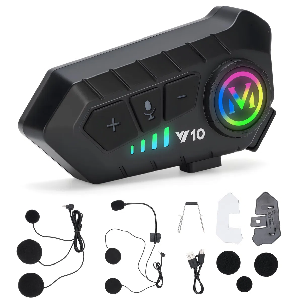 Motorradhelm Bluetooth Headset, Y10 Motorrad Helm Headset mit Sprachassistent, Automatische Beantwortung und Doppelte Geräuschabsparung, für Motorradfahren Skifahren Radfahren