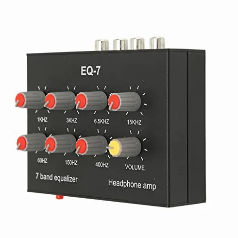 Tonysa 7 Band Sound Equalizer, Ausgang Eingang, 12dB hohe Bassanpassung, Zweikanal Digital Equalizer, 3,5 mm Schnittstelle, für Aufnahmen, Streaming, Podcasting