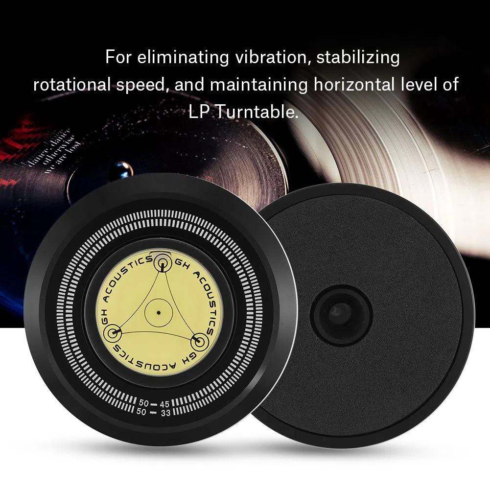 VBESTLIFE Plattenspieler Stabilisator,50Hz Plattenspieler Disc Record Gewicht Stabilisator Clamp mit Wasserwaage für LP Record Player(Schwarz)