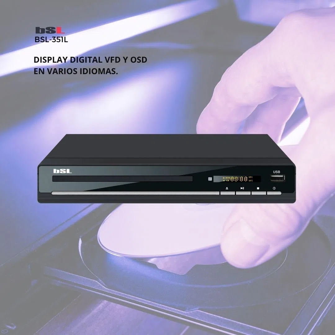 DVD-Player BSL-351L für TV, DVD/CD/MP3 mit USB-Anschluss, Media-Player, Ausgänge: HDMI (Kabel im Lieferumfang enthalten), EUROCONECTOR (SCART) und AV (AV-Kabel im Lieferumfang enthalten