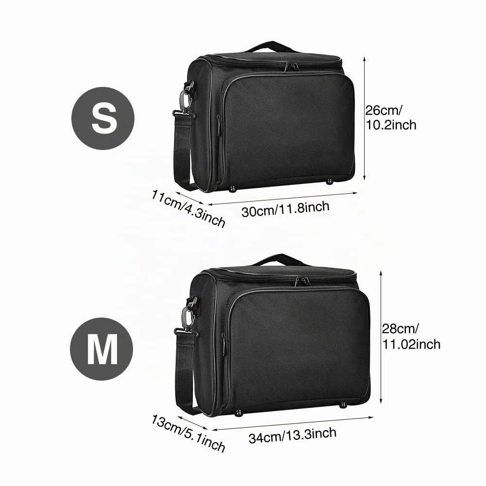 Faderr Video-Projektor-Tasche, Schutzhülle und Schützende Tragetasche für Videoprojektoren, Stoßfest, Reißverschluss, rutschfeste Tasche mit Schultergurt (S)