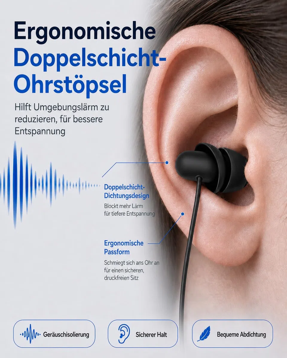 Hearprotek 2 Paar USB c-Schlaf-Ohrhörer, Kopfhörer mit Mikrofon-Silikon-Geräuschisolierung Typ c-Ohrhörer für Android-Telefone, ideal zum Schlafen, Entspannung, Schnarchen