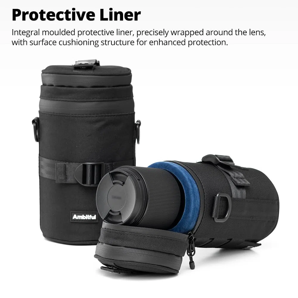 AMBITFUL Thick Camera Lens Pouch Case Water, Dust, Shock Protection Lens Pouch for DSLR Camera Lens for Sony, Nikon, Canon,Fujifilm,Tamron Fits Lenses Below