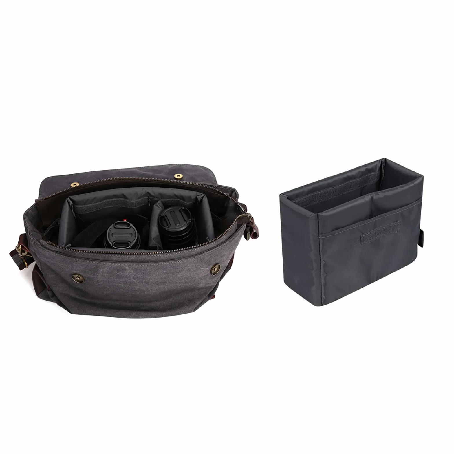 S-Zone Wasserdicht Stoßfest Praktisch Faltbar Gepolstert DSLR SLR TLR Kameraschutz Einsatz Tasche Objektiv Kamera Grau