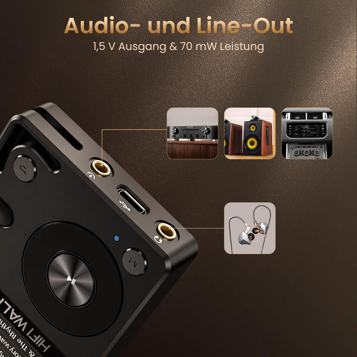 HIFI Walker H2 128GB MP3-Player Bluetooth 5.2 DSD DAC Hi-Res FLAC verlustfreier Musikspieler 128GB SD-Karte 512GB erweiterbar ALPS-Regler Robustes Zinkgehäuse