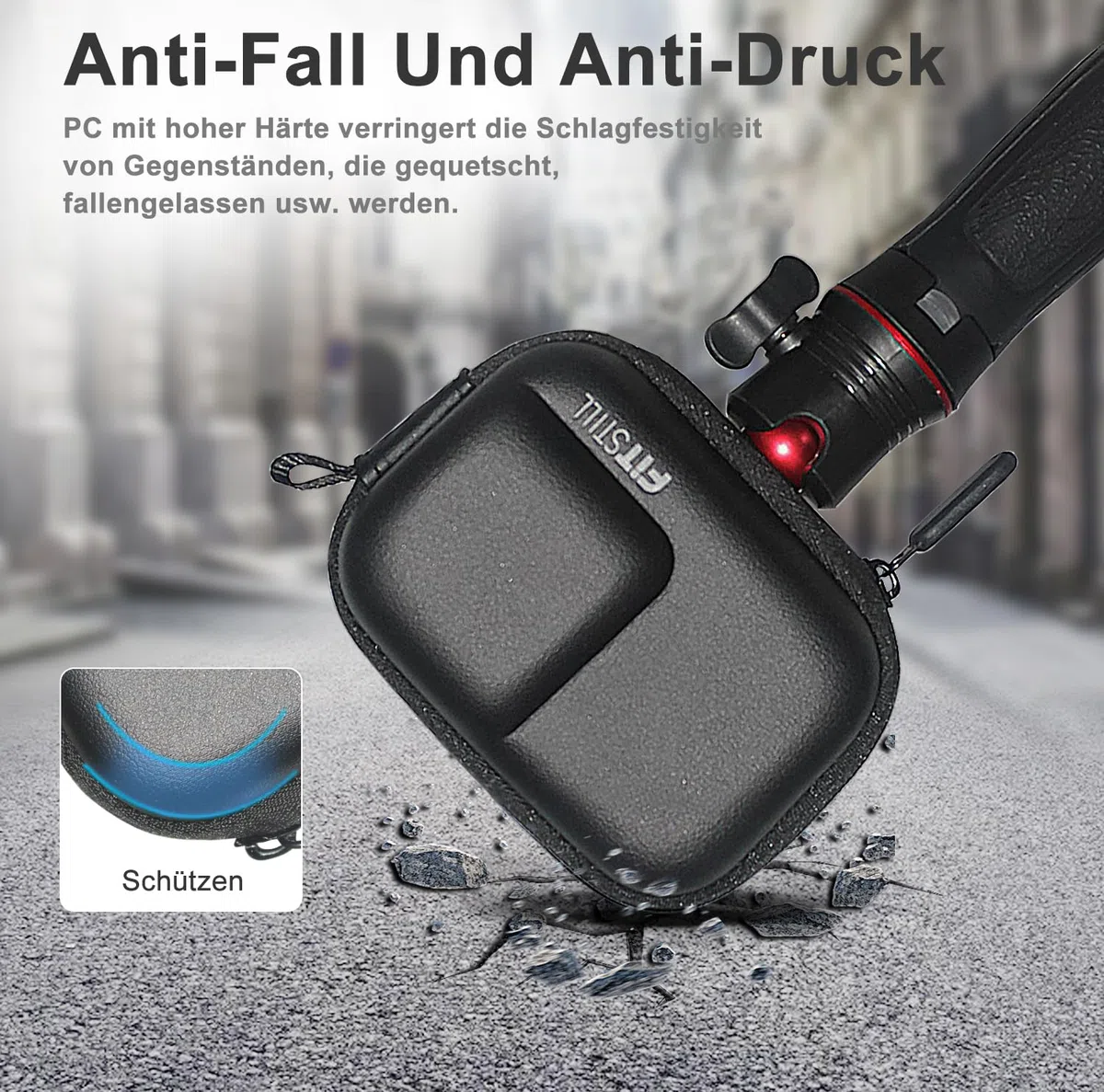FiTSTILL Schwarze PU-Mini-Aufbewahrungstasche für INSTA360 ace pro 2/ace pro/ace/go Ultra Tragbares Design mit Doppelreißverschluss, Zubehör für Ace Pro 2/Ace Pro/Go Ultra