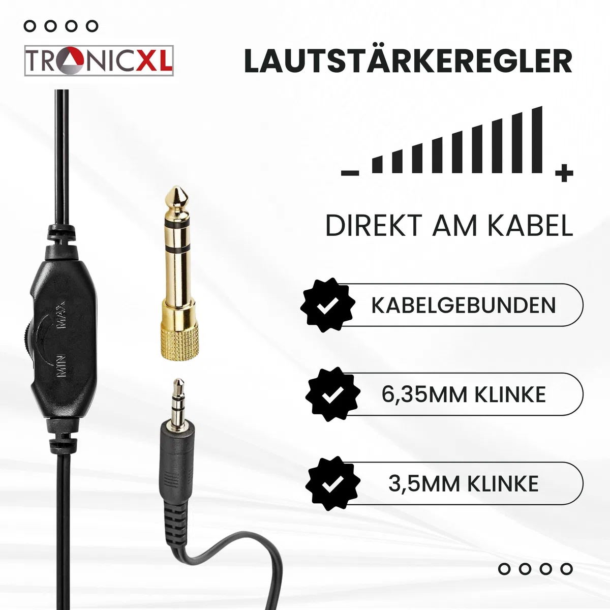 TronicXL Fernsehkopfhörer Kopfbügel Kopfhörer I 6m langes Kabel I Stereo TV Fernseh Headphones Fernseher PC HiFi I Bügel Kopfhörer 3,5mm Klinke 6,35mm Klinkenstecker I kabelgebunden Kabel lang