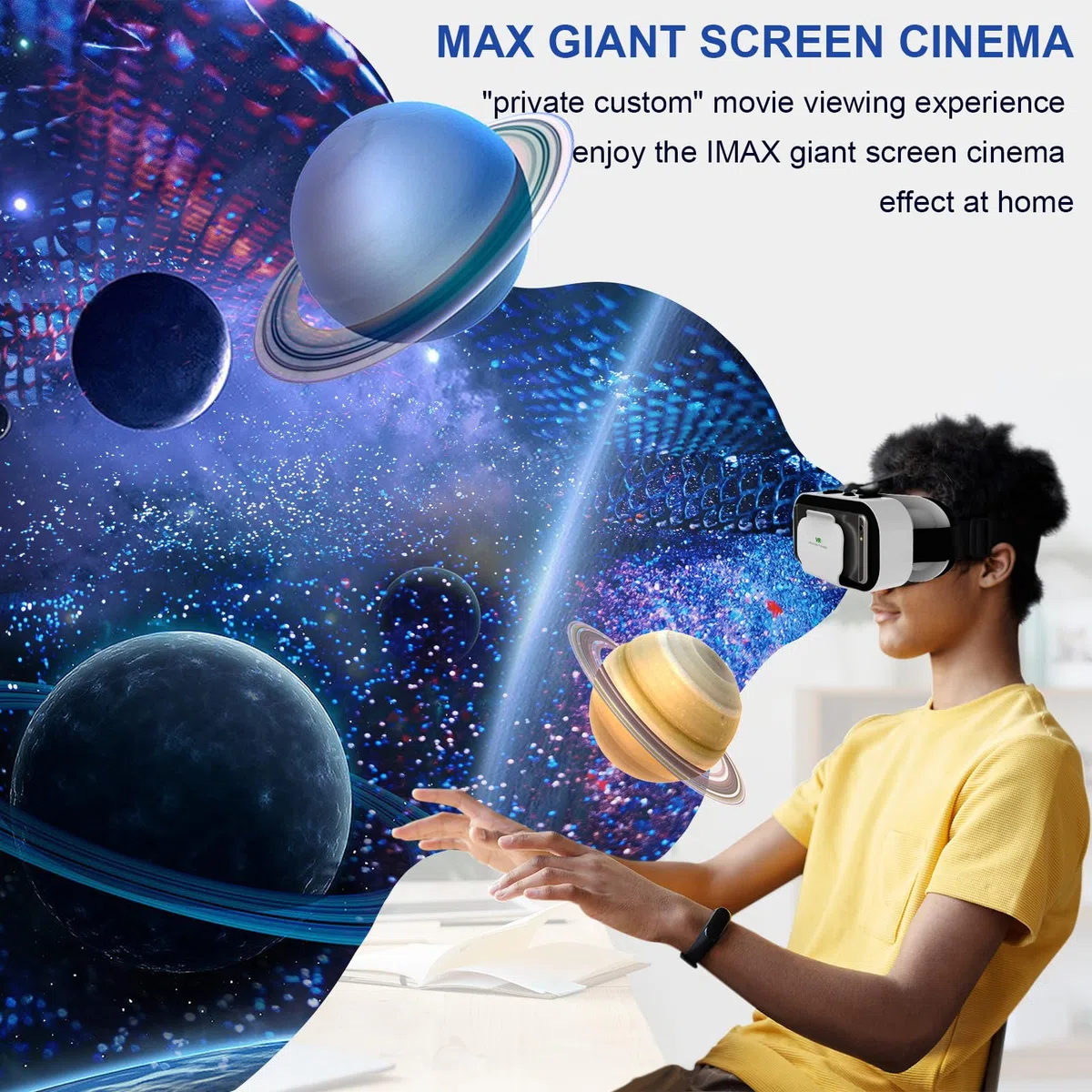 VR Brille Handy, Virtual Reality 3D Headset mit Fernbedienung, Augenschutz 3D Handy Brille HD Linsen VR Headset, Kompatibel IOS Android für Phone 4,7-6,5 Zoll(Schwarz)