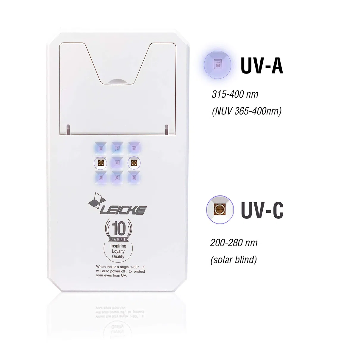 Leicke UV Desinfektionsbox Sterilisator Licht mit Induktionsladegerät, tragbares Desinfektionsgerät mit QI induktive Ladestation, UV-Reinigungsgerät für Handy, Masken, Brillen, Schlüssel, Schmuck USW.