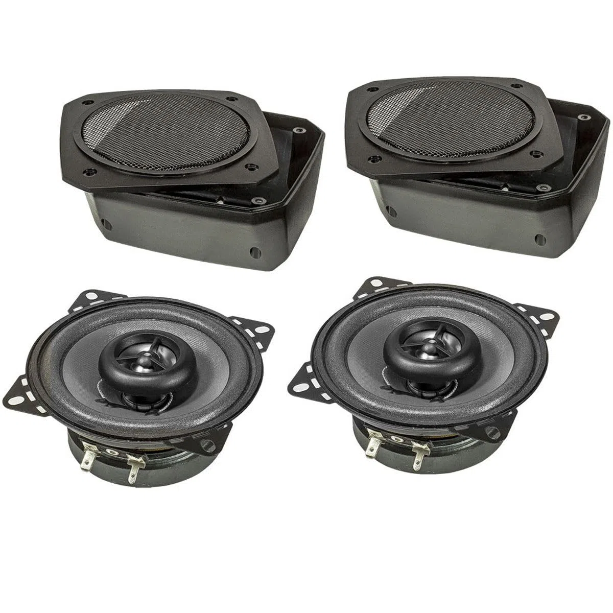 tomzz Audio 4000-010 Retro Look Aufbau Lautsprecher-Satz im Gehäuse DIN 100mm Lautsprecher 2-Wege Koaxial System 80 Watt