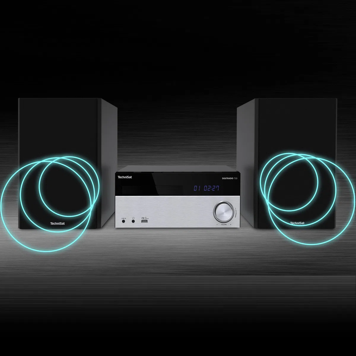 TechniSat DIGITRADIO 750 - Micro Audio System Kompaktanlage (DAB+, PLL UKW Radio, CD-Player, Bluetooth, AUX, Kopfhöreranschluss, 100 Watt RMS)