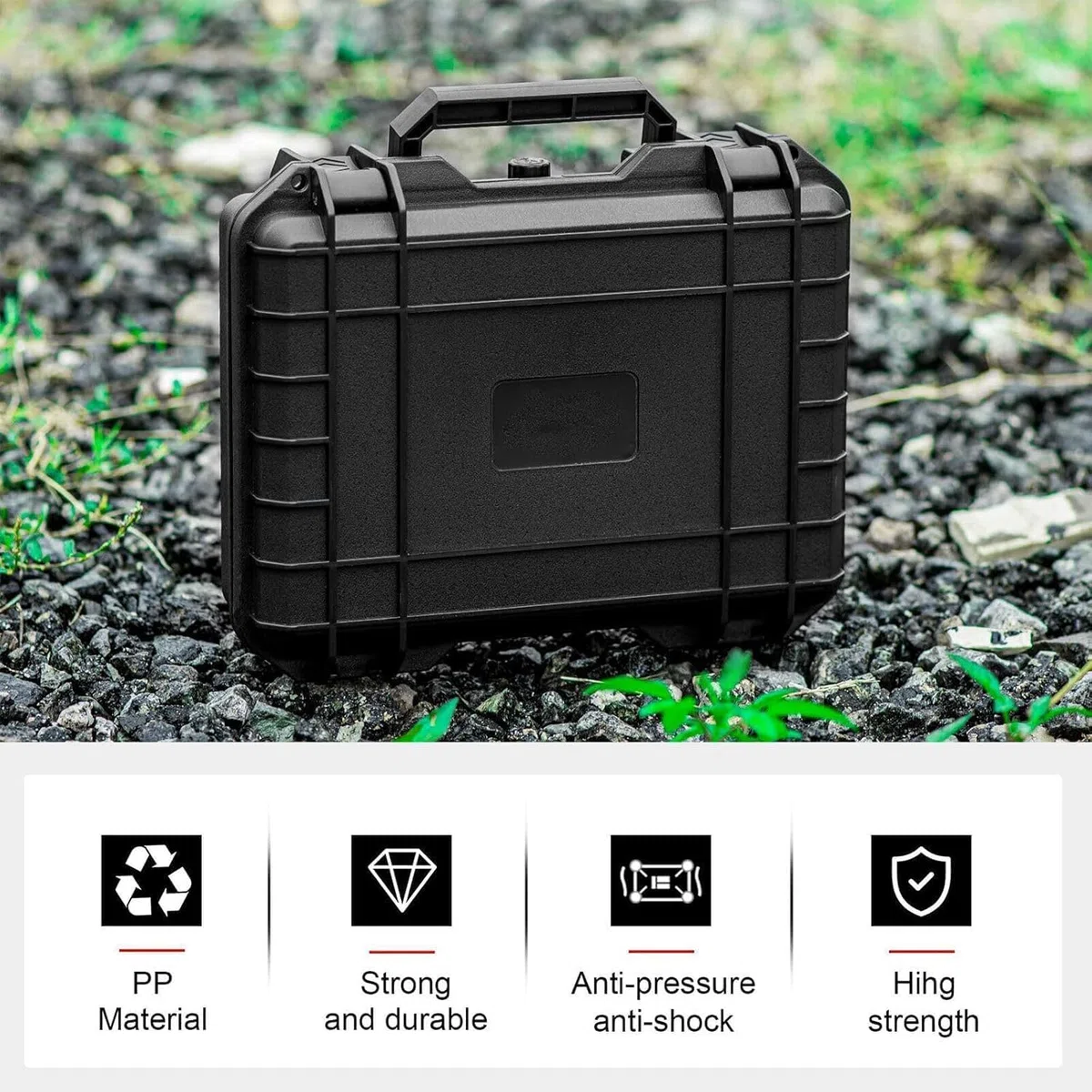 Kamera Koffer Transportkoffer mit Rasterschaumstoff, SLR-Tasche Aufbewahrungsbox, wasserdichte Kameratasche für Drohne, Kamera & Objektiv Zubehör, stoßfest & tragbar mit Schloss (L)