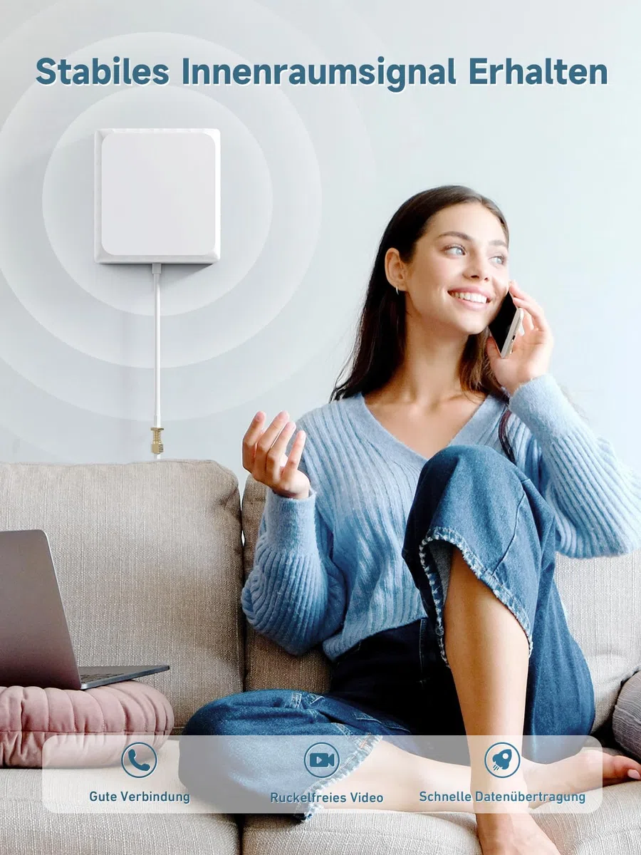 ANNTLENT LTE Verstärker Empfangsverstärker Handy mit Bildschirm Band 1/3/7/8/20 Unterstützt Alle Deutschen Betreiber O2 | 4G 3G 2G GSM Repeater 70 dB Hohe Verstärkung Einstellbar