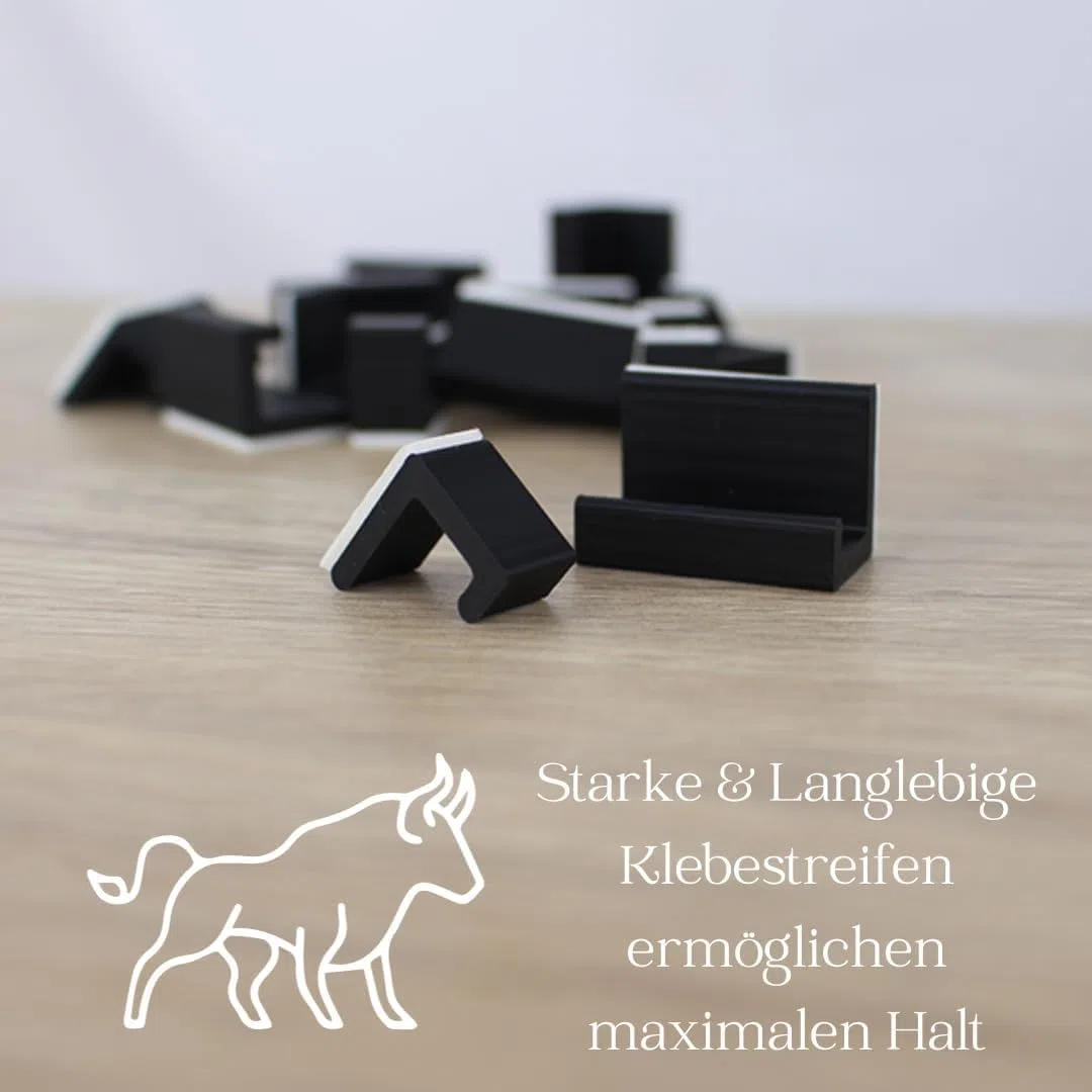 Wandhalterung | Minimalistischer, Retro Halter für 8 CDs | Regal, Deko Wand, Halterung | Selbstklebend, Ohne Bohren | Aufbewahrung (8, Schwarz)