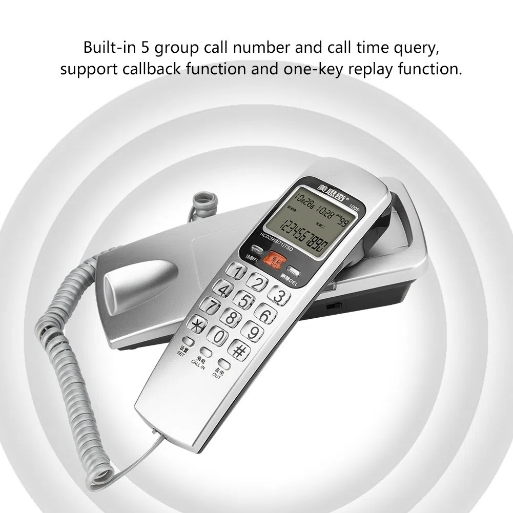 Kabelgebundenes Telefon,Tragbares an der Wand befestigtes Festnetztelefon mit Standard FSK/DTMF Display Anrufer ID, Lautsprecher, Kabel Desk Erweiterungs Station für Zuhause/Büro/Hotel(Silber)