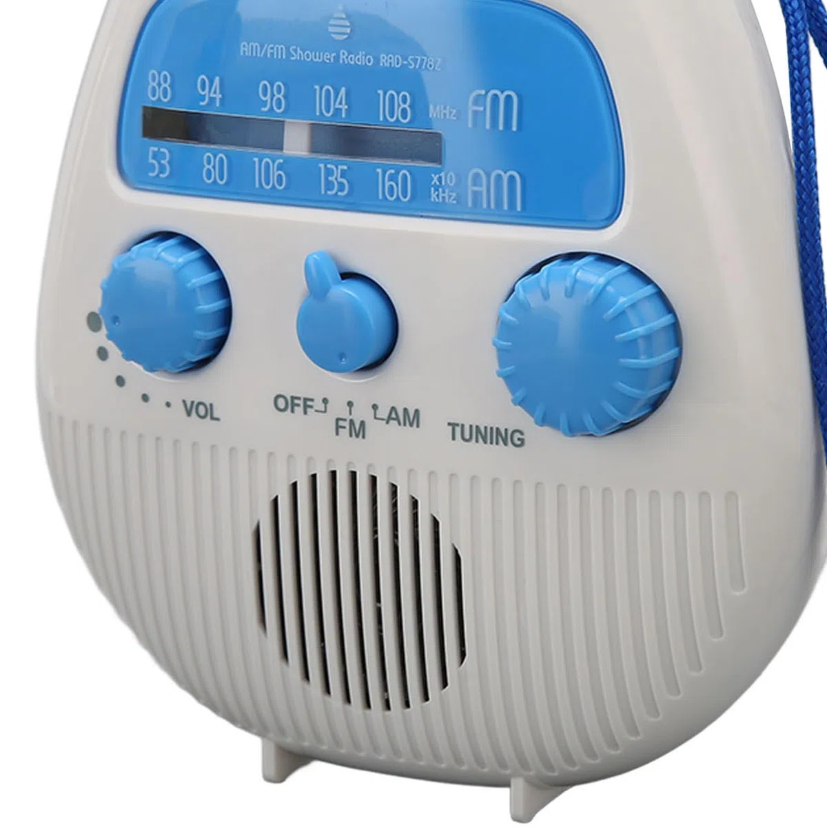 Wasserdichtes Duschradio, AM FM Badezimmer, Batteriebetrieben, Tragbar, Eingebauter Lautsprecher, Drehbarer Drehknopf, Einfache Abstimmung, Lautstärkeregelung für Zuhause, Party