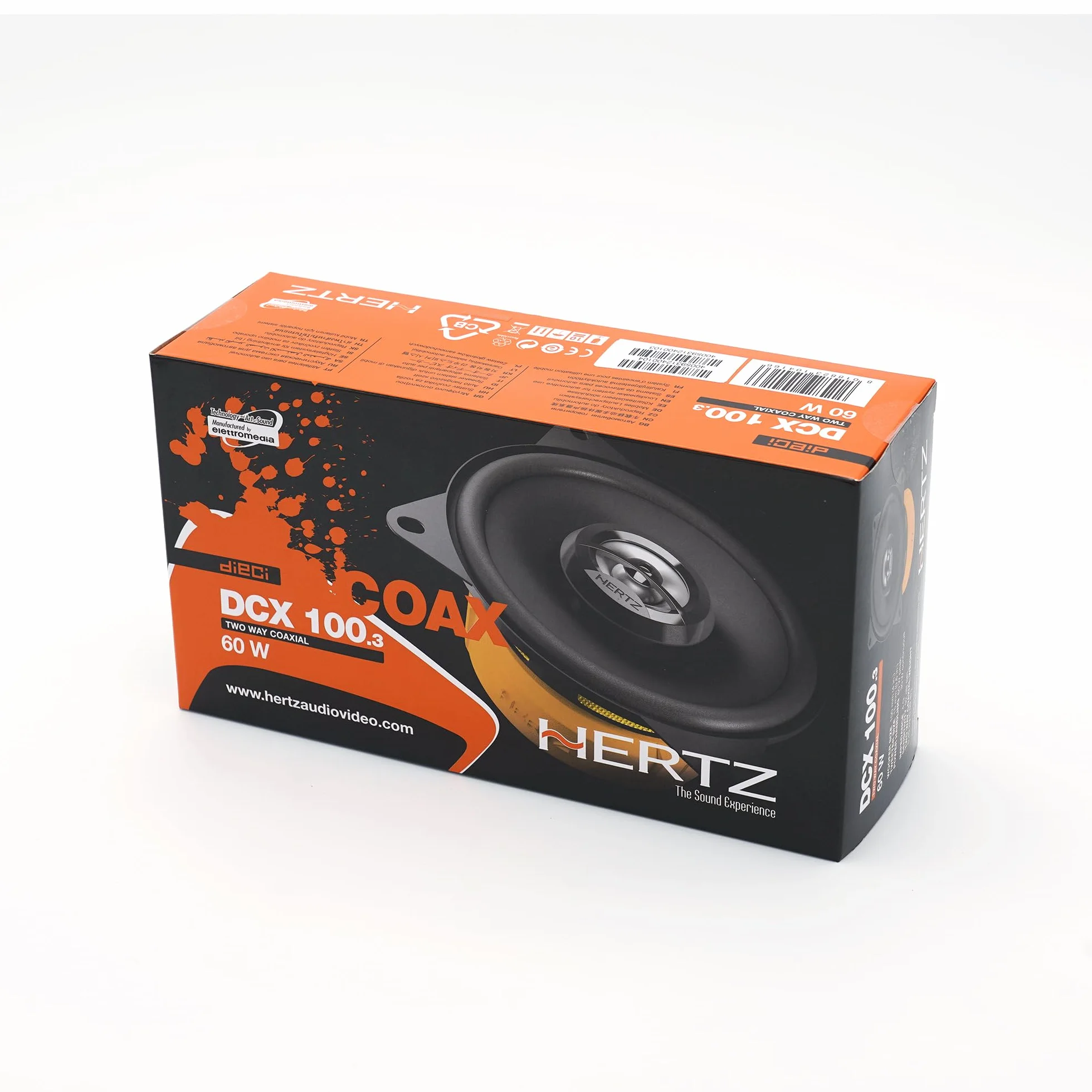 Hertz DCX 100.3 Paar 2-Wege-Koaxiallautsprecher 100 mm, 60 W | wasserabweisendes Presspapier, PEI-Hochtöner 15 mm, 4 Zoll, 30 W RMS, 4 Ohm, 92 dB, 70-21000 Hz, Neodym-Magnet