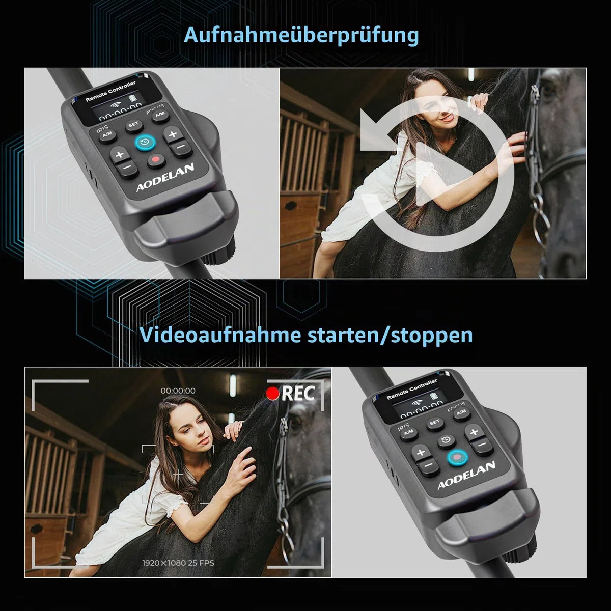 AODELAN Lanc Camcorder Wireless Zoom Controller für Sony und Canon Videoaufnahmen Fernbedienung mit 2,5 mm Klinkenkabel, Fokus, Iris für Canon Vixia HF G40, G50, G70, G60, XA11, XA50