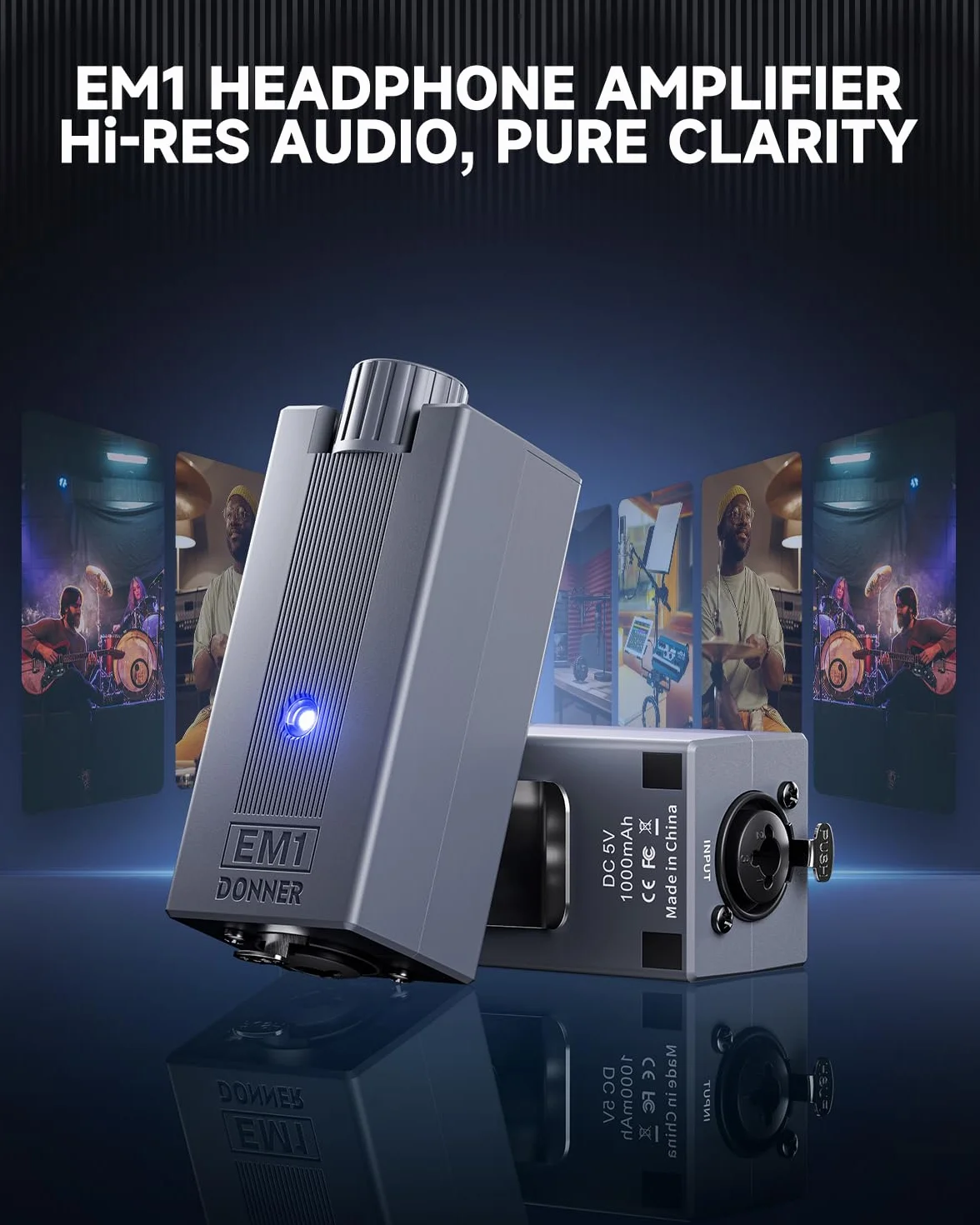 Donner Amplifier Kopfhörer Portable, In-Ear Monitor Kopfhörerverstärker Bühnenverstärker Analog Wandler, Clip-on In-Ear Wiederaufladbarer tragbarer persönlicher
