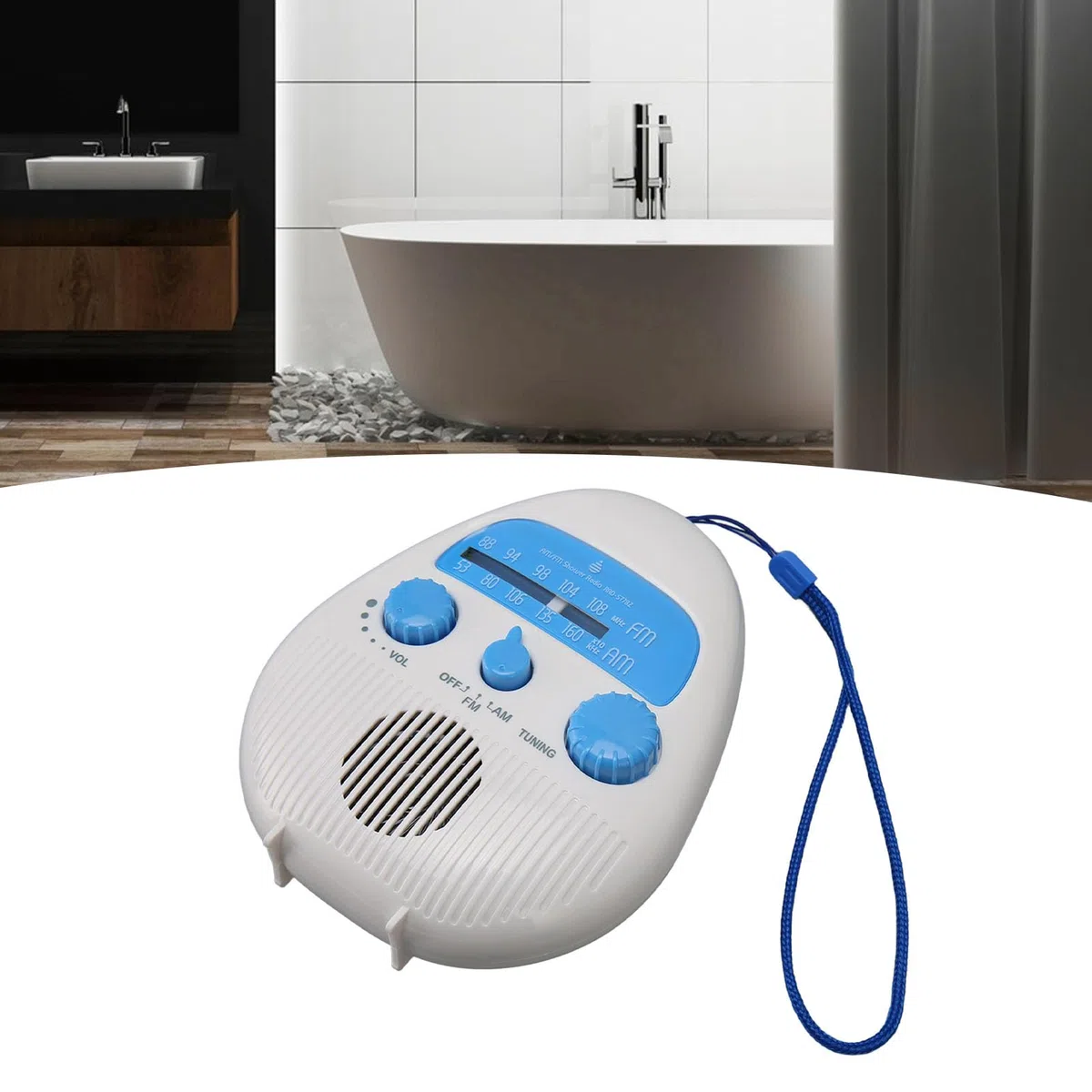 Wasserdichtes Tragbares Duschradio, Badezimmerradio mit Integriertem Lautsprecher, Batteriebetriebenes AM FM Duschradio für den Innen und Außenbereich