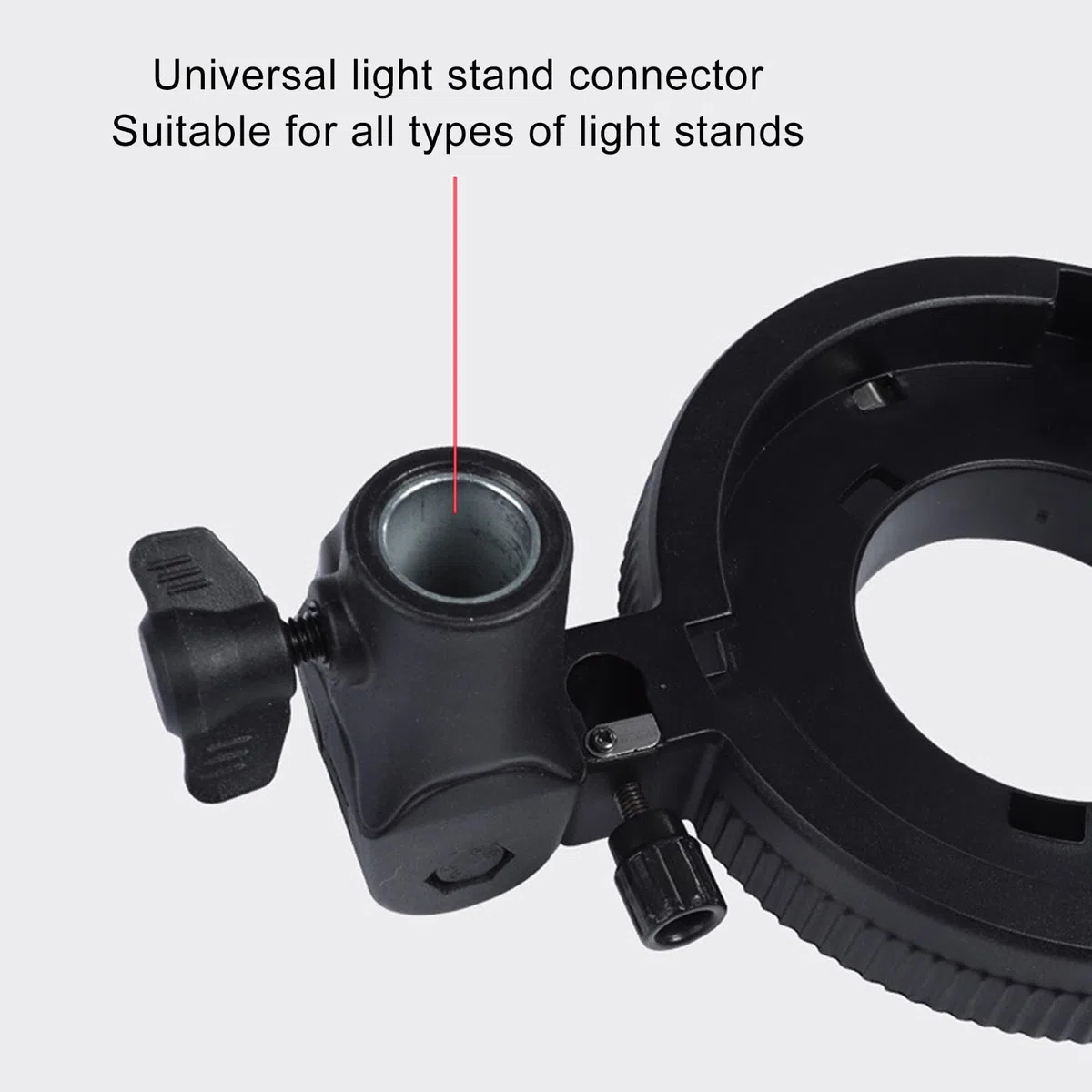 VBESTLIFE Bowens Mount Adapter Halter, BowensMini Bis Standard Bowens Mount -Adapterring mit Regenschirmbuchse, 180 Neigung, für LED -Leuchten