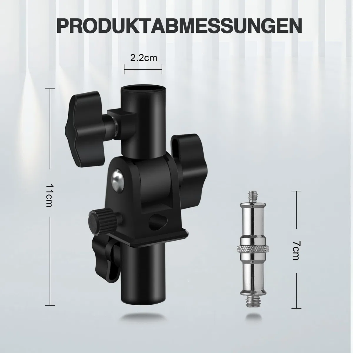 Wellmaking 2er-Set U-förmiger Neigungsadapter für sowohl Schirmständer als auch Lampenstative, mit Standard-1/4"-auf-3/8"-Metall-Schraubanschluss (Außengewinde) und Blitzschuh-/Kaltschuhadapter