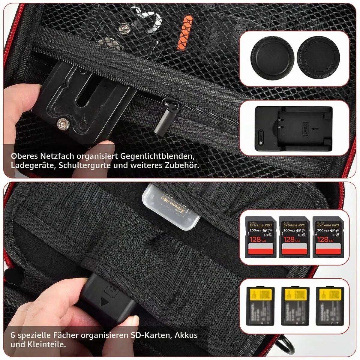 casmilee Kameratasche für Sony Alpha ZV-E10 Alpha a6400/ a6700/ a6100/ a6000/ a6600/ a6500 spiegellose Digitalkamera, harte Reisetasche mit Schultergurt für Objektiv & Zubehör (Schwarz, Medium)