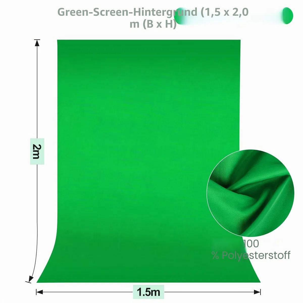 EMART Greenscreen mit Ständer, 2 x 2 m Hintergrund Ständer mit 1,5 x 2 m Green Screen für Foto Video Studio, TV Videos, Streaming Spiele, Live Übertragung, Chroma-Key