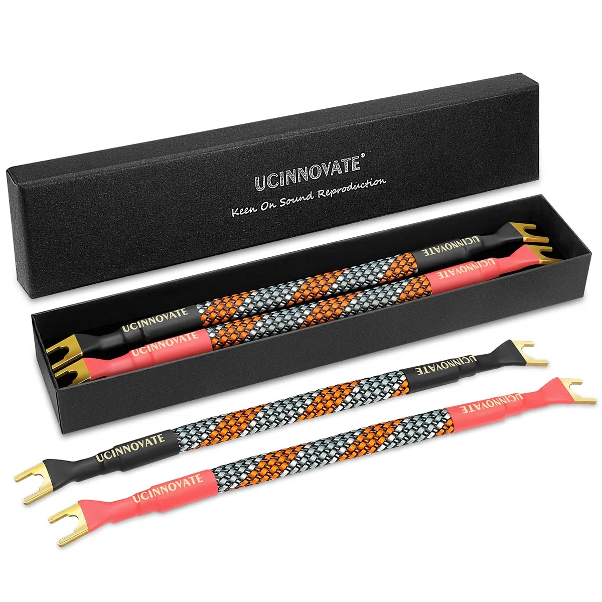UCINNOVATE 4 x HiFi OFC Lautsprecher-Verbindungskabel, 8inch 21 cm, Lautsprecherkabel-Brücke, Lautsprecher Verbindungskabel, 11 AWG, Kabelbrücke zu Lautsprecheranschlüssen für Home Theater