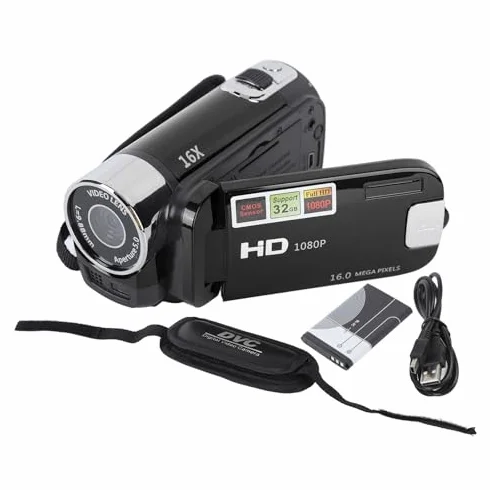 Yosoo Health Gear Handheld-Videokamera 4K 48MP 1080P 16x Digital 2,7-Zoll-TFT-LCD drehbarer Bildschirm Schwarz