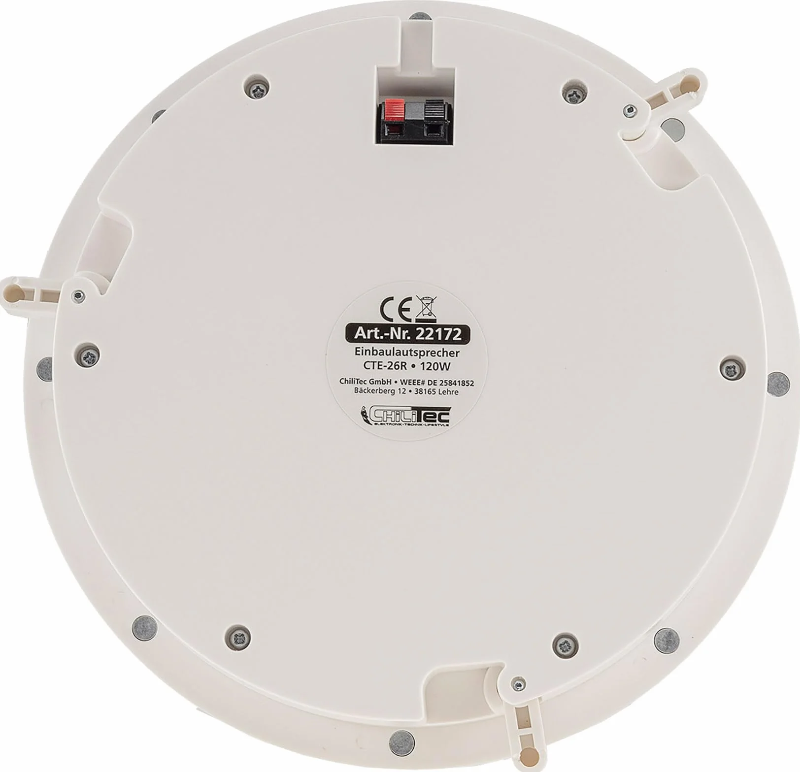 ChiliTec Einbaulautsprecher 2-Wege 120Watt Rund Ø 255mm Flat-Speaker Weiß