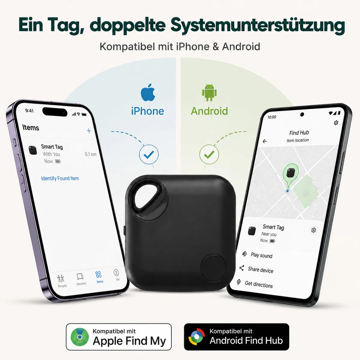 Schlüsselfinder Air Tracker für iOS & Android, Koffer Tracker Dual System Schlüsselfinder kompatibel mit Apple „Wo ist?“ & Google Find Hub, ohne ABO,Smart Tag Wiederaufladbarer Tracker 4pcs